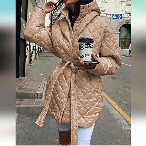 BTFBM NWT Hooded, Quilted, Puffer Coat, Silvery Blue - Picture 7 of 10